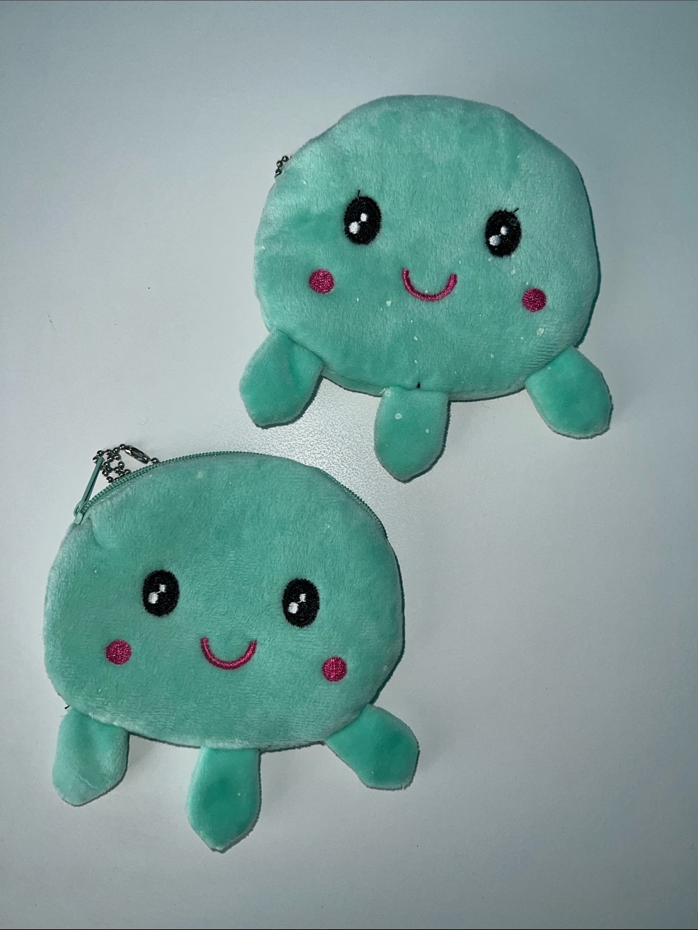 Plush Teal Octopus Coin Purse - Cute Zipper Wallet